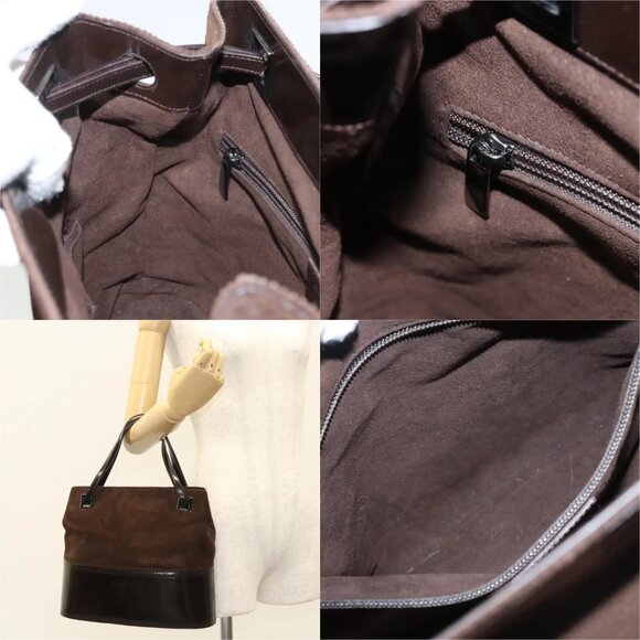 Salvatore Ferragamo Hand Bag Suede Brown Auth BA1711 - Picture 15 of 16